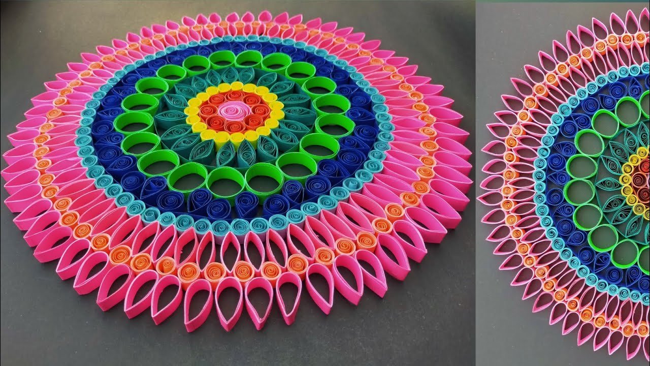 Paper Rangoli Wall Hanging Without Using Quilling tools ||Paper Rangoli Wall Hanging || Paper Crafts
